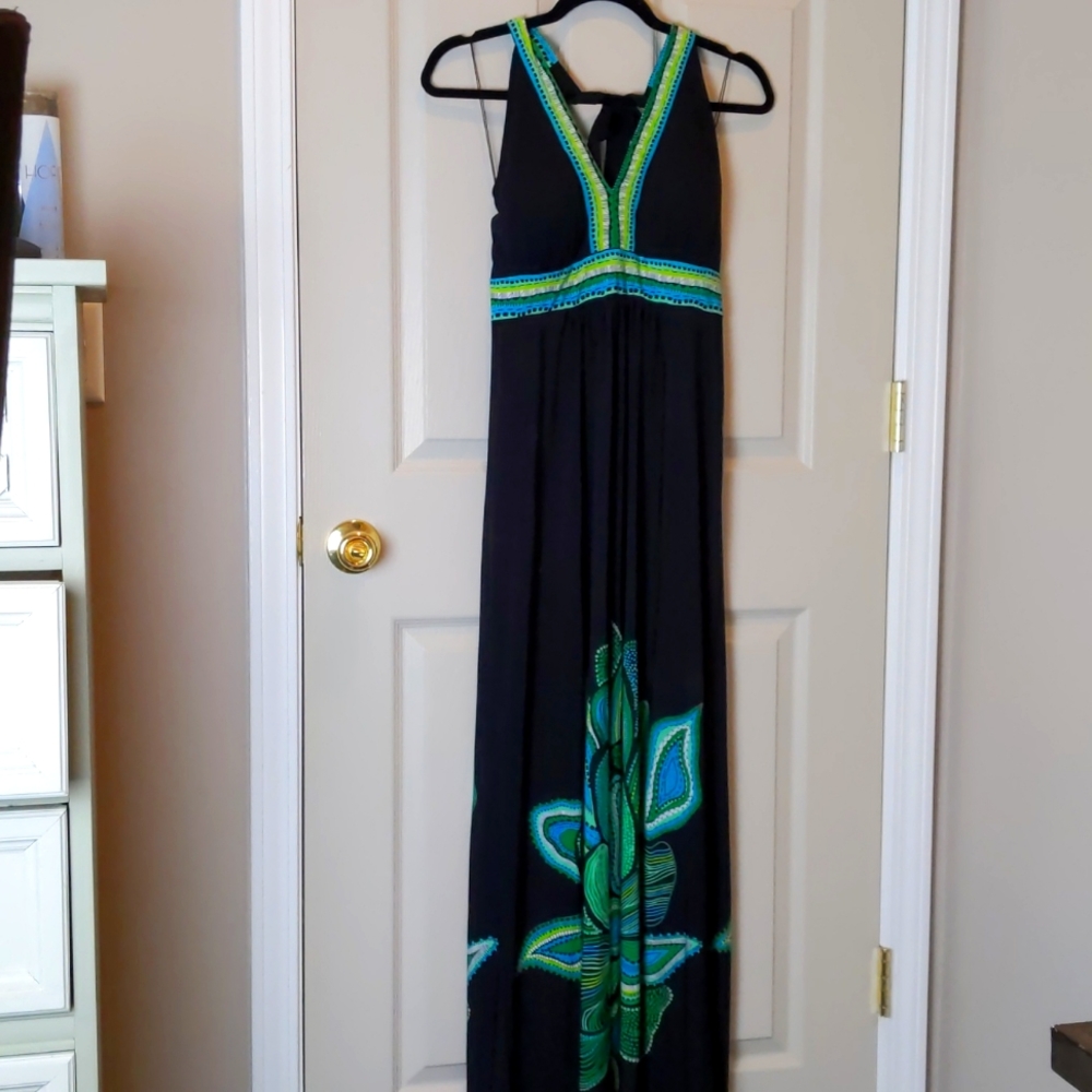 Black and green floral maxi